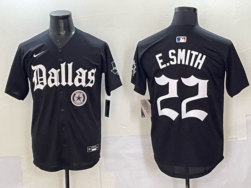 Men 2025 Nike Dallas Cowboys #22 E.Smith Black 5th generation Joint Name Limited NFL Jersey 016->dallas cowboys->NFL Jersey